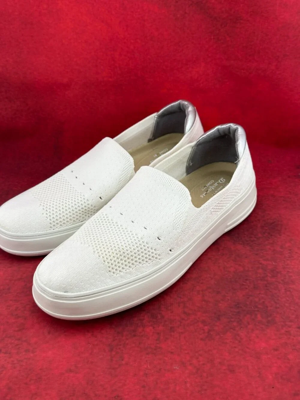 DEARFOAMS COMFORT SOPHIE SLIP-ON STRETCH WOMEN'S SNEAKER  WHITE SIZE 10.5
